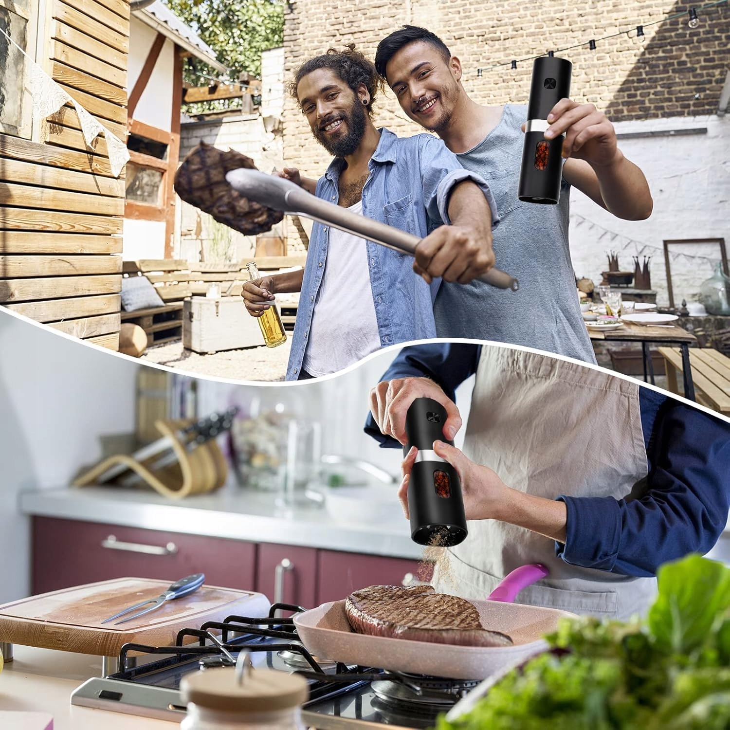 ZESTAW 2 MŁYNKÓW DO SOLI I PIEPRZU, ELEKTRYCZNY MŁYNKÓW DO SOLI I PIEPRZU Wysokość produktu 17.8 cm