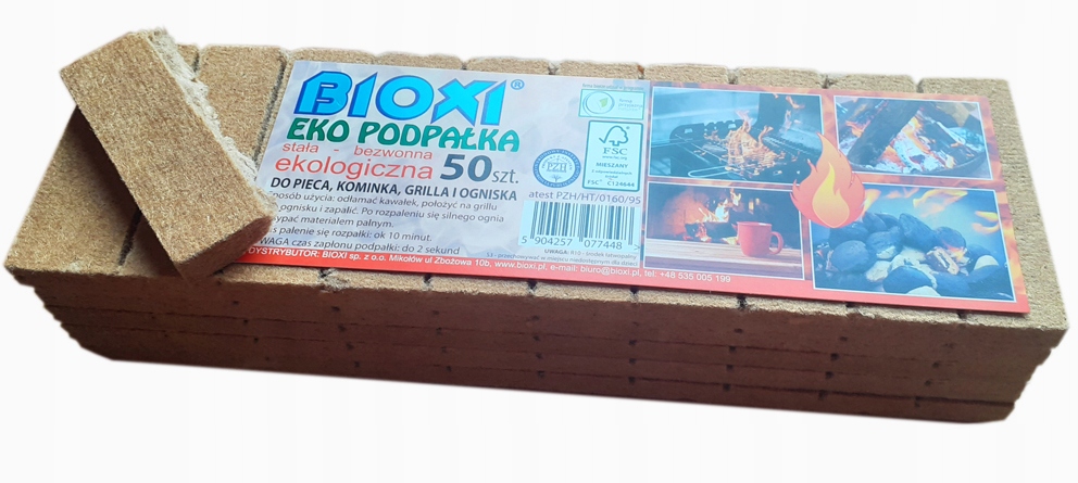 

50 szt. Eko Podpałka Rozpałka Duże Kostki Bioxi