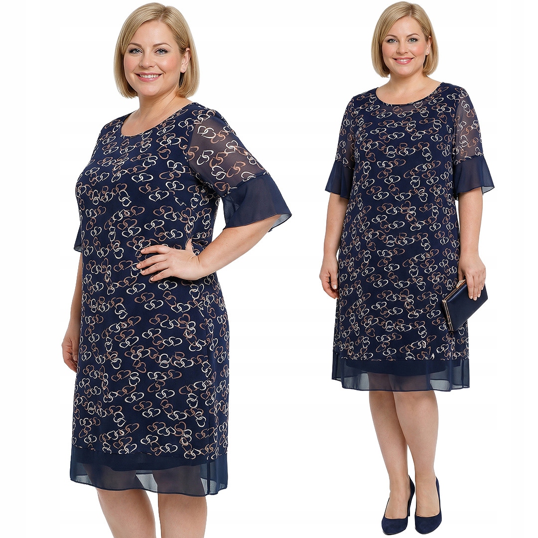 Tmavě modrá šaty s lesklým vzorem plus size velikost 62