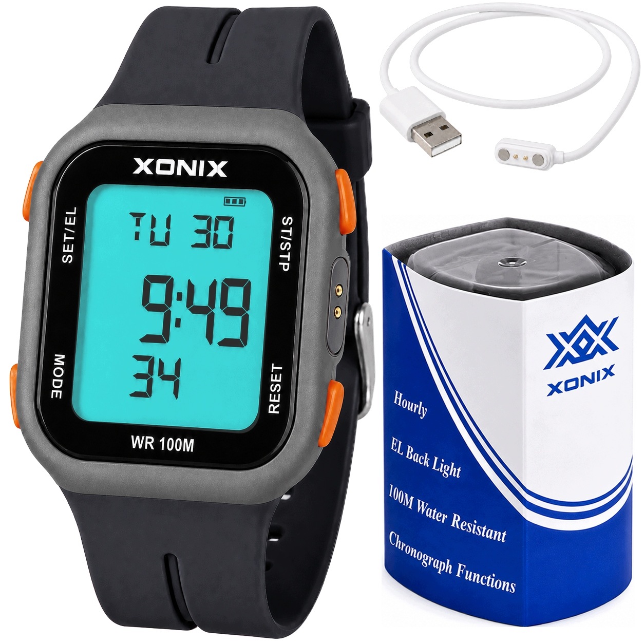 Quartzové hodinky Xonix ZAA-004 10ATM krokoměr/měření teploty