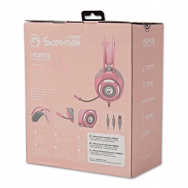 SŁUCHAWKI GRACZA GAMINGOWE dla dziewczyny MARVO Mikrofon tak