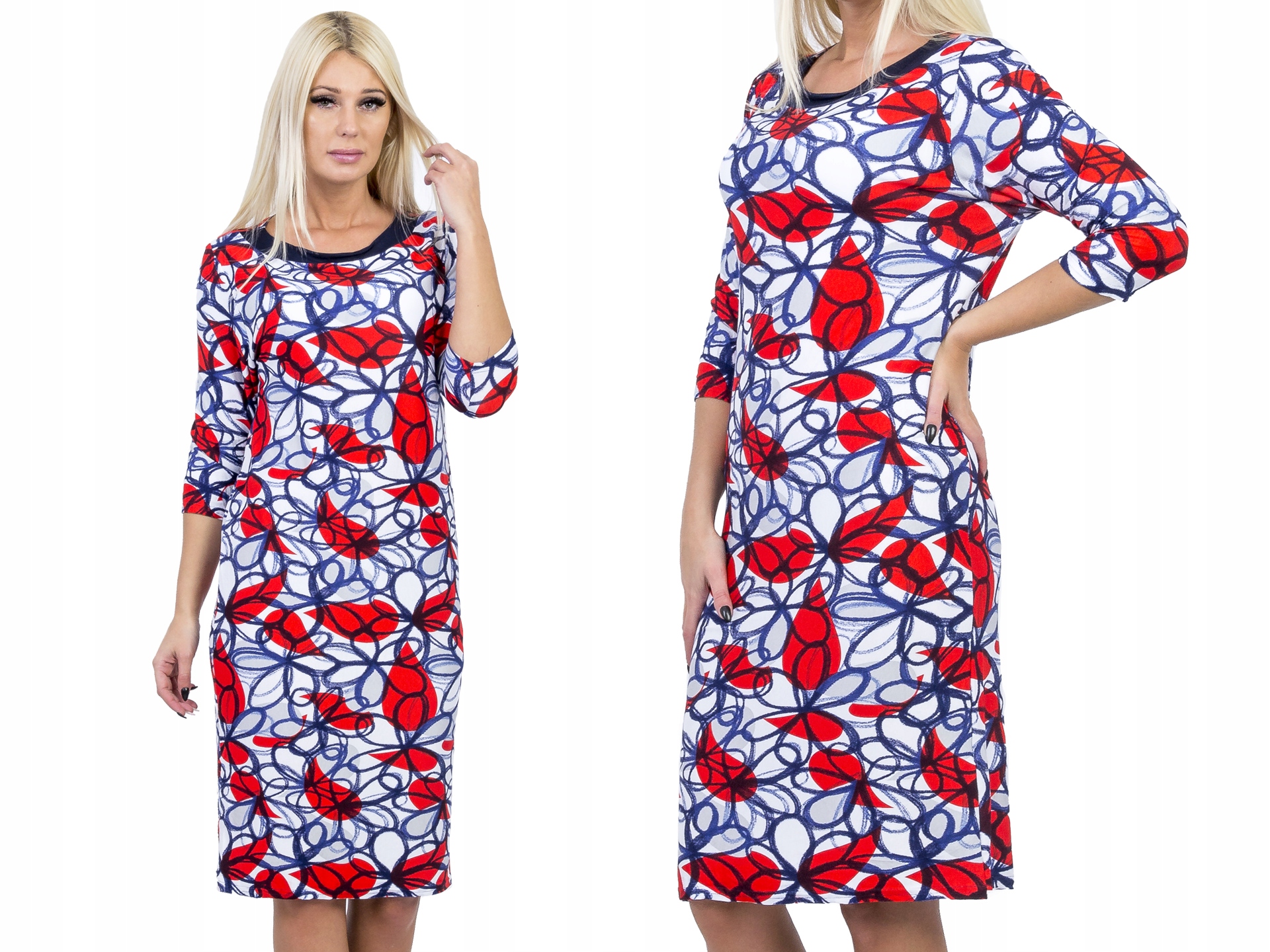 

V294 Sukienka Big Size z Wzorem r. 46