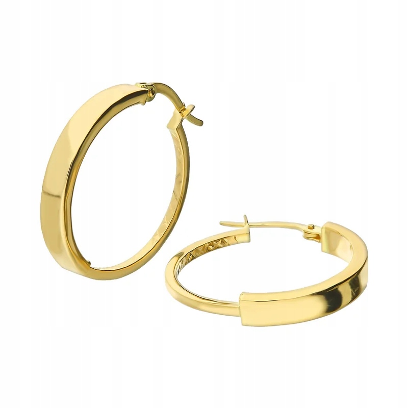 Dámské náušnice ze zlata 585, hranaté kroužky, 20 mm dárek 1,76 g