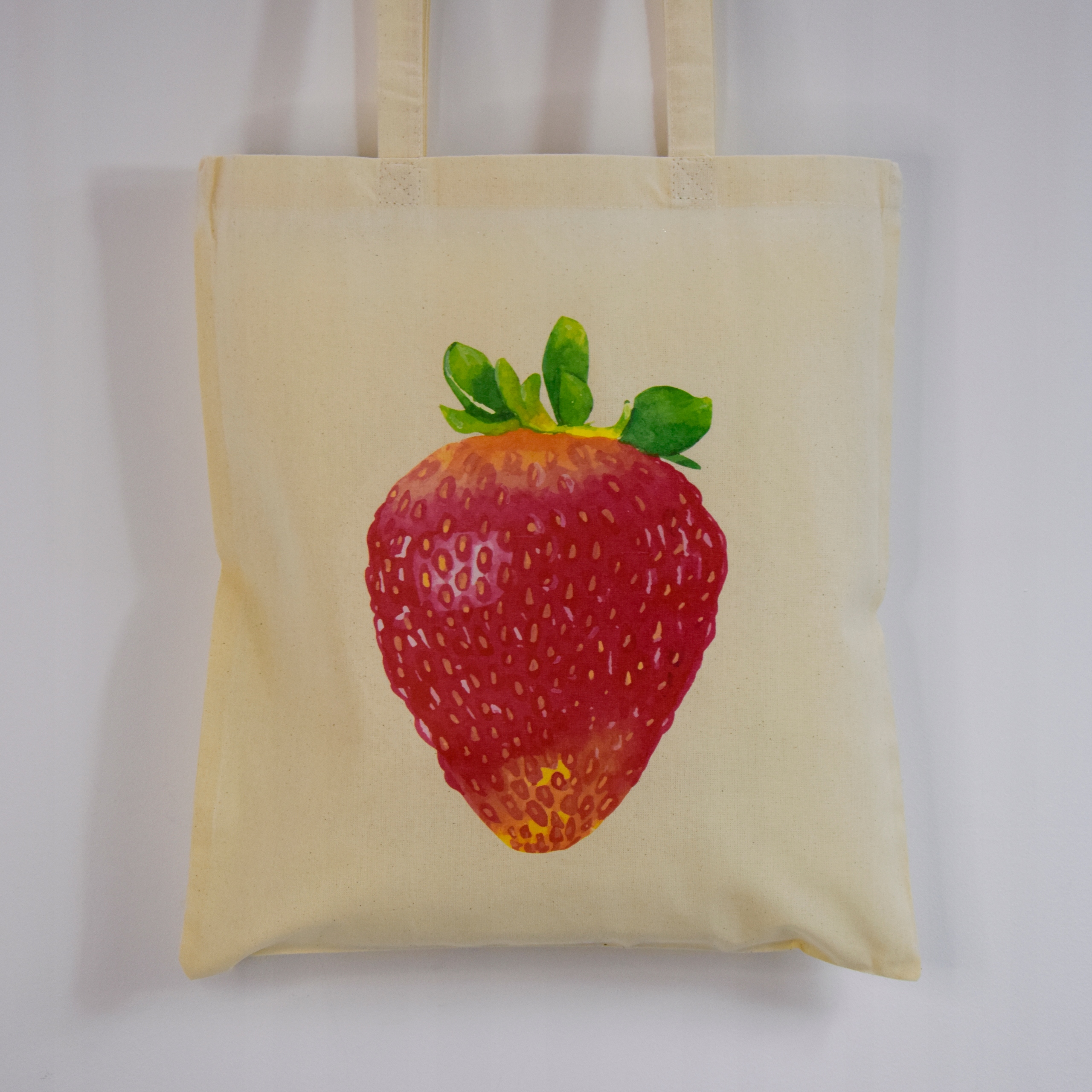 TORBA bawełniana ECRU z nadrukiem TRUSKAWKA siatka na zakupy z bawełny Model TRUSKAWKA