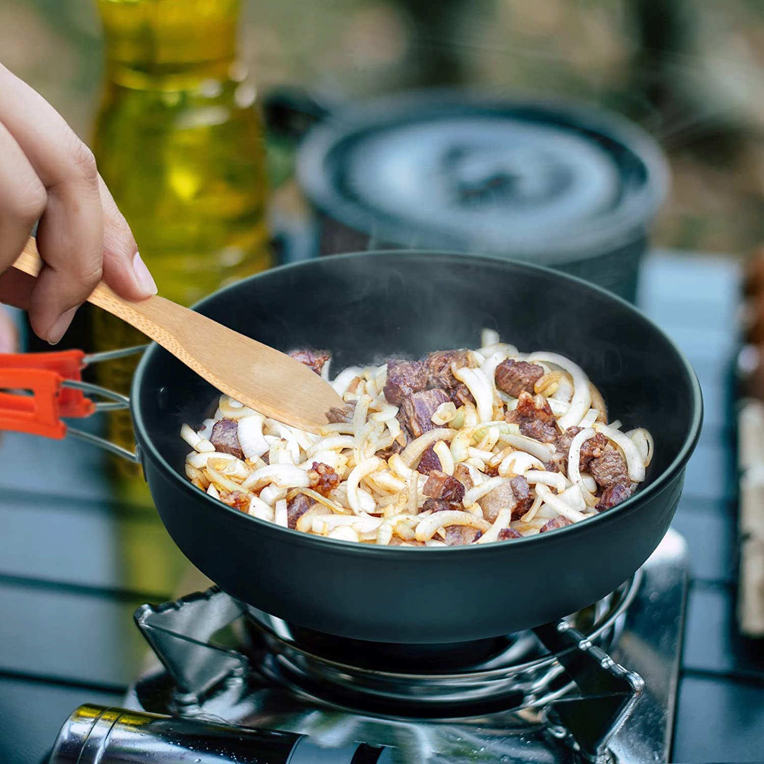 NACZYNIA TURYSTYCZNE CAMPING KEMPING ZESTAW GARNEK PATELNIA LEKKIE 400g Marka Gockowiak