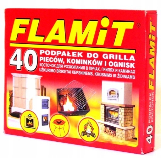 

Podpałka do grilla kominka biała FLAMiT 40 kostki