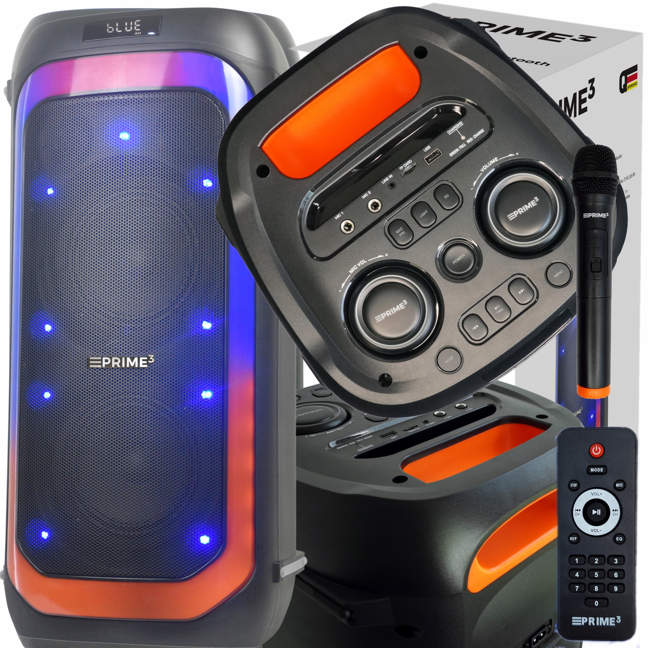 Kolumna Aktywna PRIME3 APS61 karaoke LED Bluetooth FM USB TWS 6000W AUX