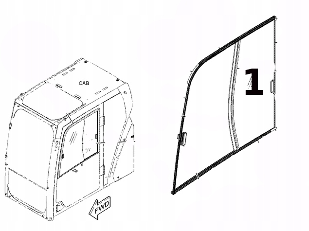 SZYBA DRZWI PRZESUWNA CAT 313 320 330 M318 5382252 Part number 5382252 CVA