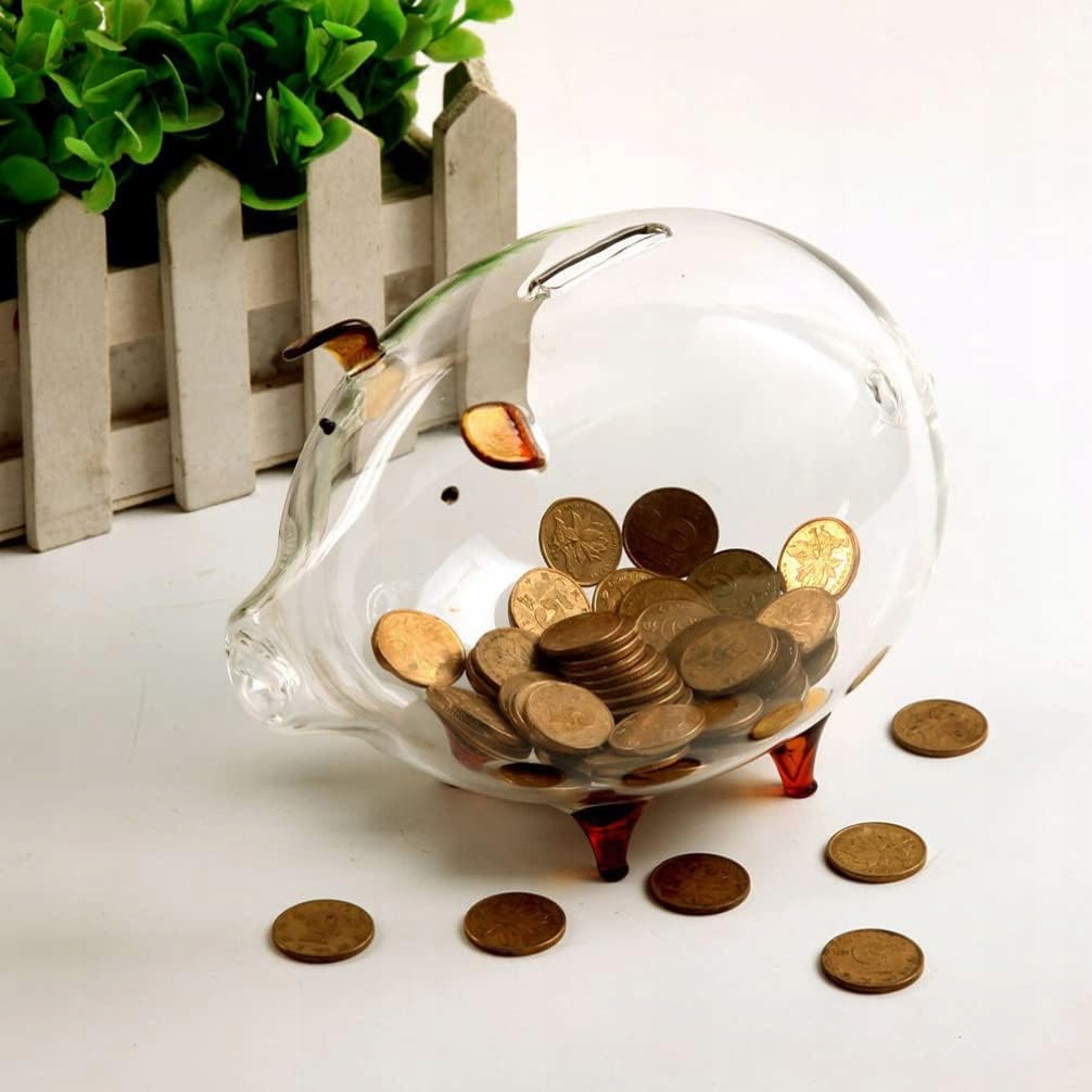 SZKLANA SKARBONKA ŚWINKA DUŻA XL Płeć unisex