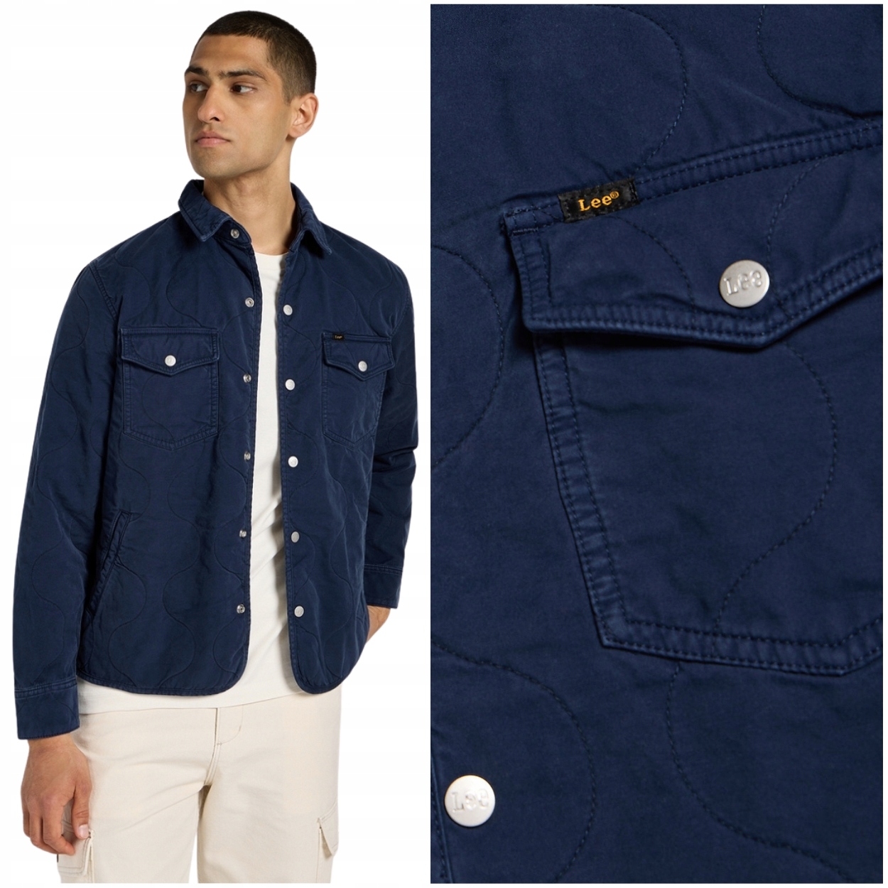 Lee Quilted Shirt Jacket Mood Indigo silná bavlněná košile bunda XL