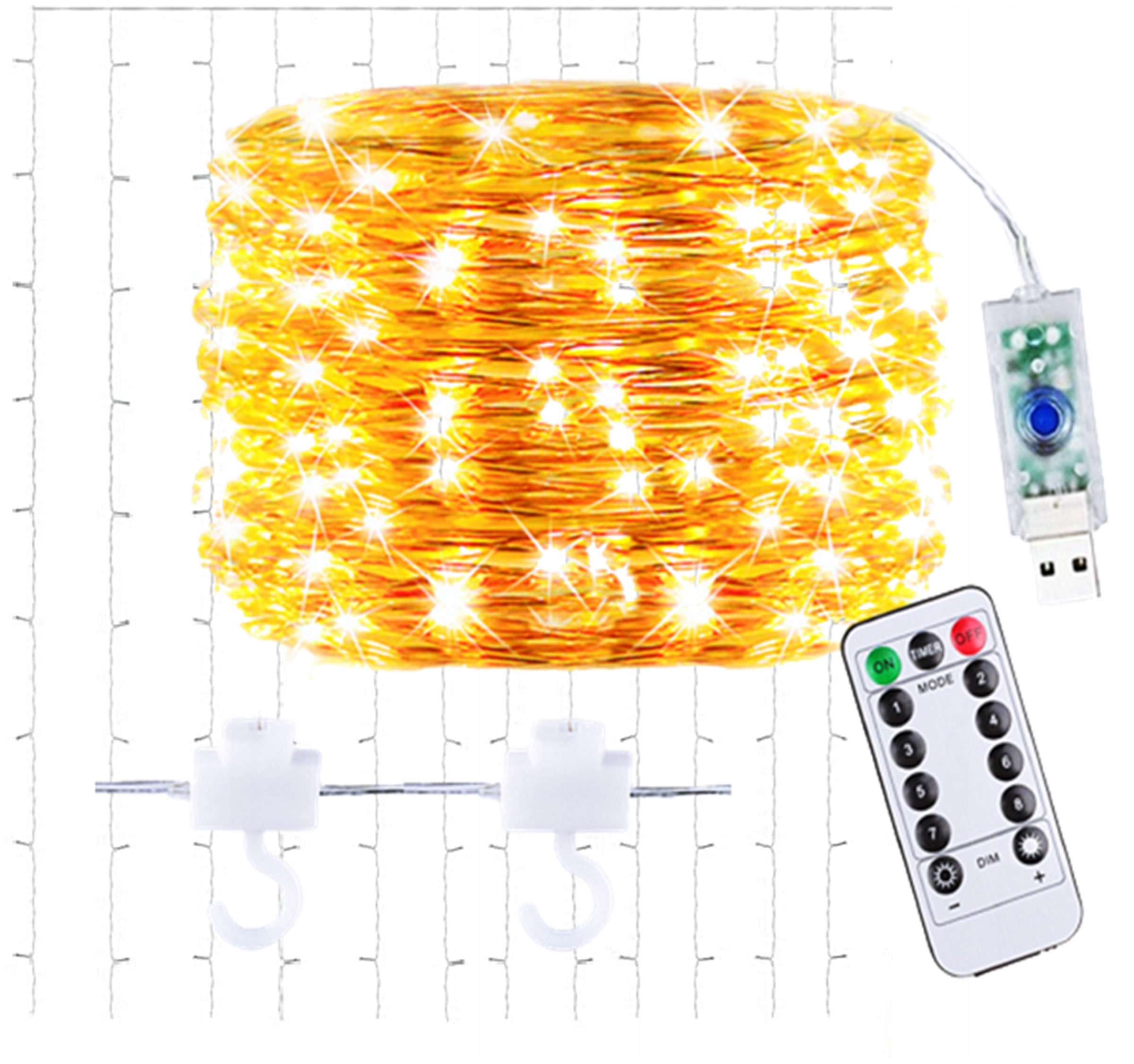 

Lampki Wiszące Kurtyna Girlanda Sople Usb 200 Led