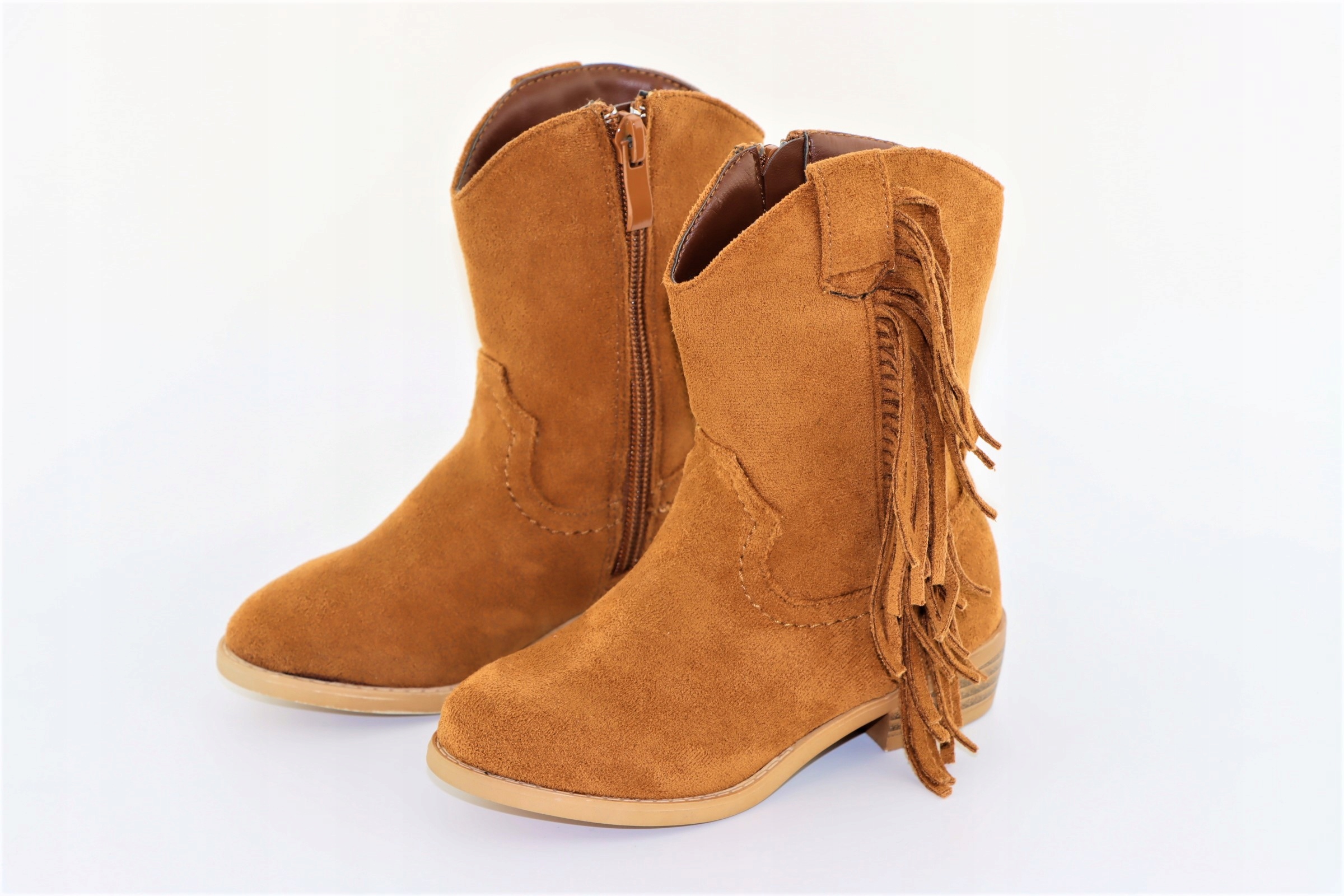 BOTKI DZIEWCZĘCE lekkie buty na jesień suwak r.25 Kolor brązowy