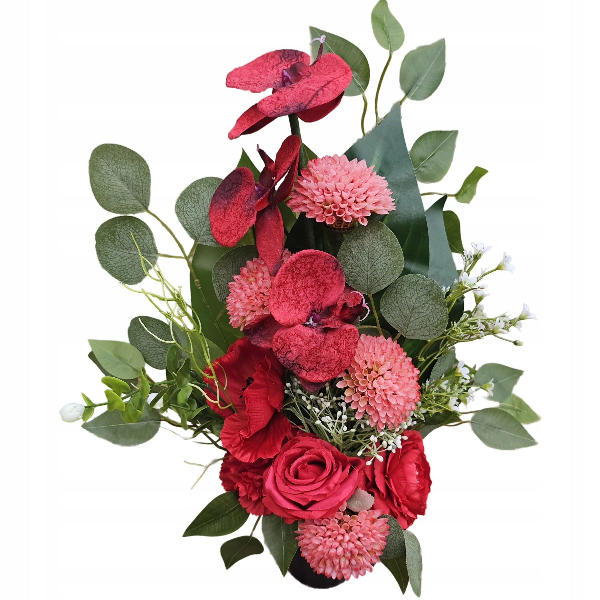 Červená Kytice Orchidej Do Vázy Umělé Květy Na Hrob Hřbitov Premium