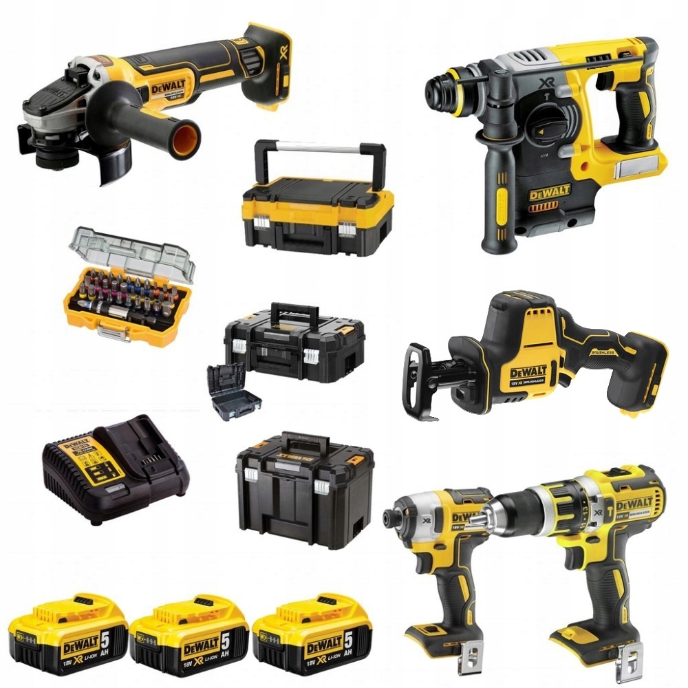 DEWALT ZESTAW NARZĘDZI COMBO 5 elem 18V 3x5.0Ah