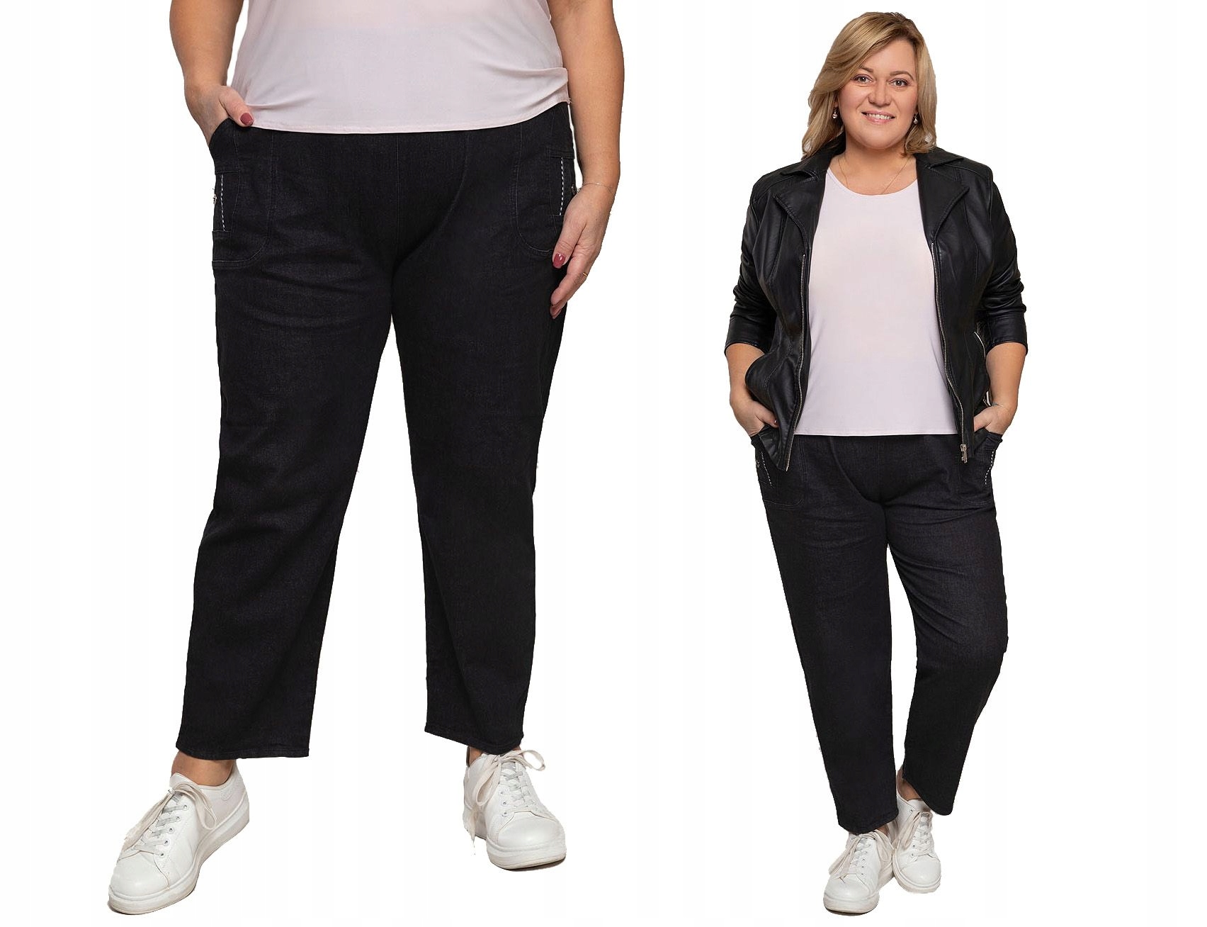 Černé kalhoty s rovnou nohavicí 50