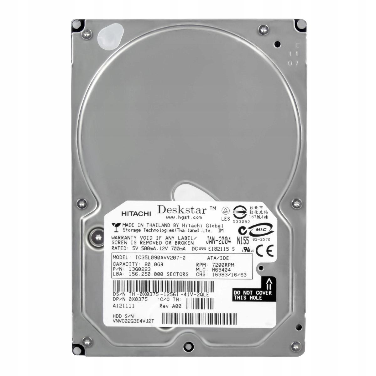 Dell 0X0375 80GB 7.2K Ata 3.5'' IC35L090AVV207-0