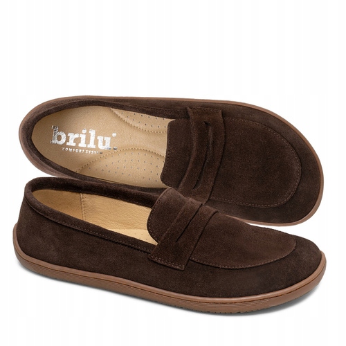 Brilu Polskie Damskie Skórzane Mokasyny Barefoot Zahra Czekolada 39