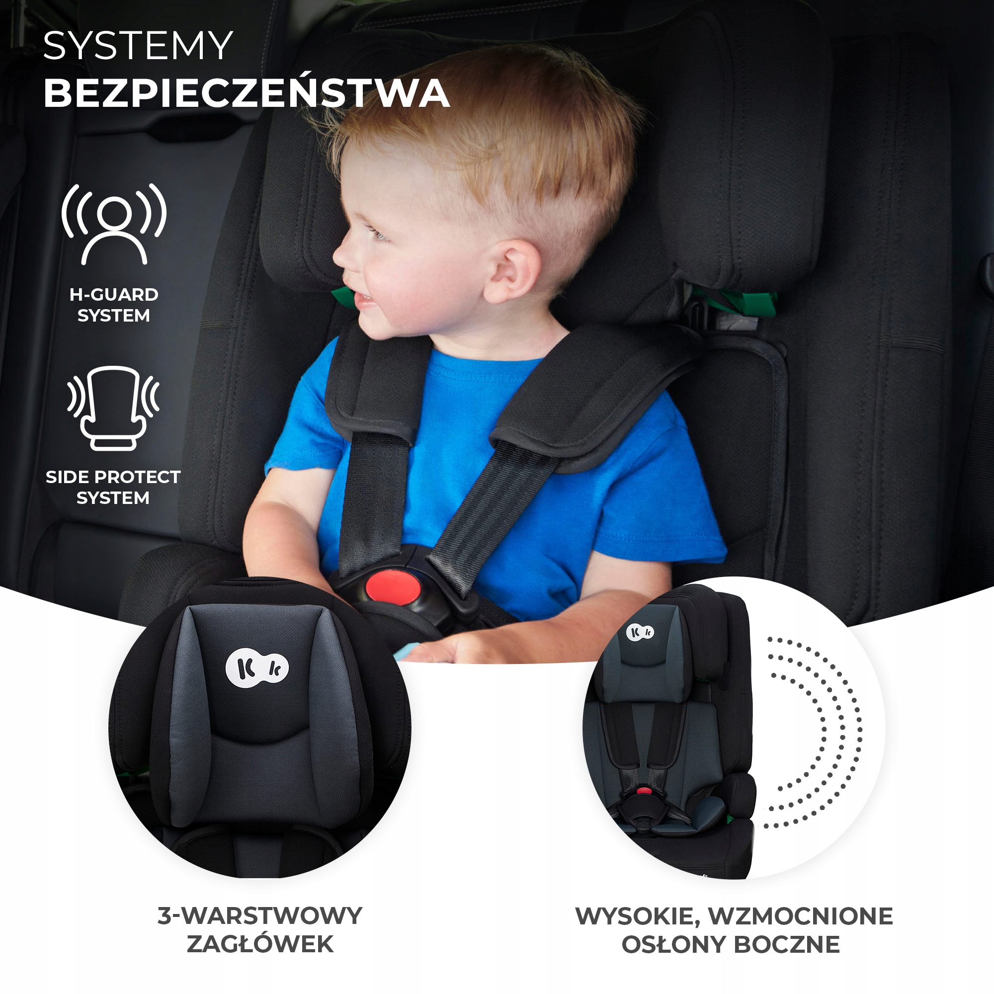 Fotelik samochodowy 76-150 cm i-Size 9-36kg ISOFIX Informacje dodatkowe i-Size R129 Regulacja zagłówka Zdejmowana tapicerka