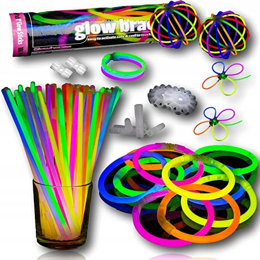 PAŁECZKI FLUORESCENCYJNE OPASKI świecące imprezę