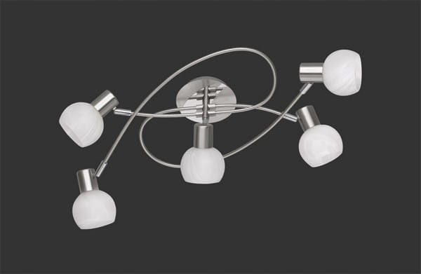 Stropná lampa s vlnitým bielym tienidlom, strieborná, Rl