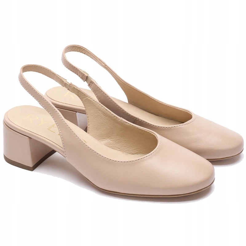 Dámské lodičky s odkrytou patou Ryłko D4EY8_T_ _6NLF Beige Kůže Vel. 37,5