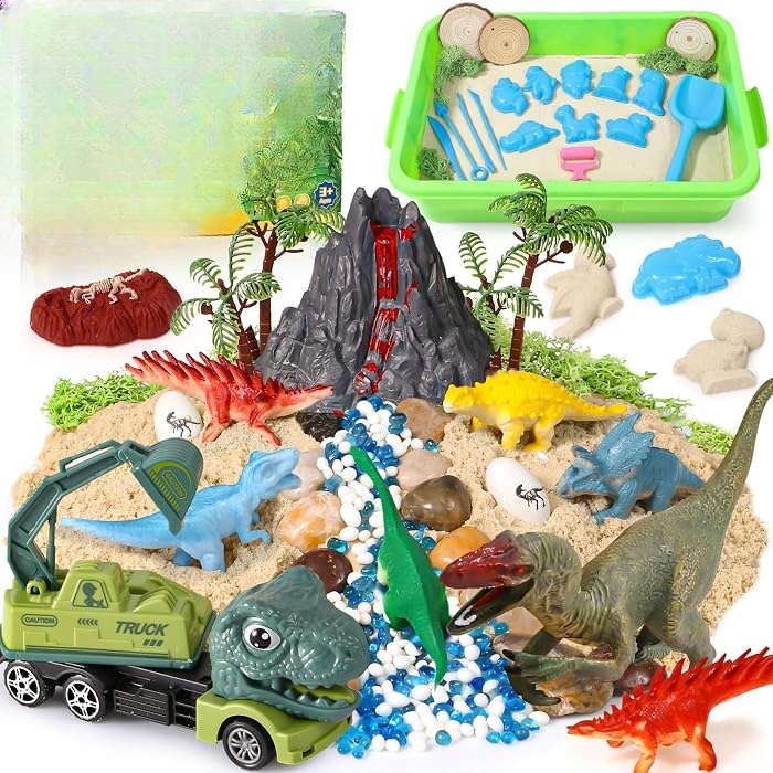 Zestaw Edukacyjny Wybuch Wulkanu Figurki Dinozaury Zabawa Foremki 10W1