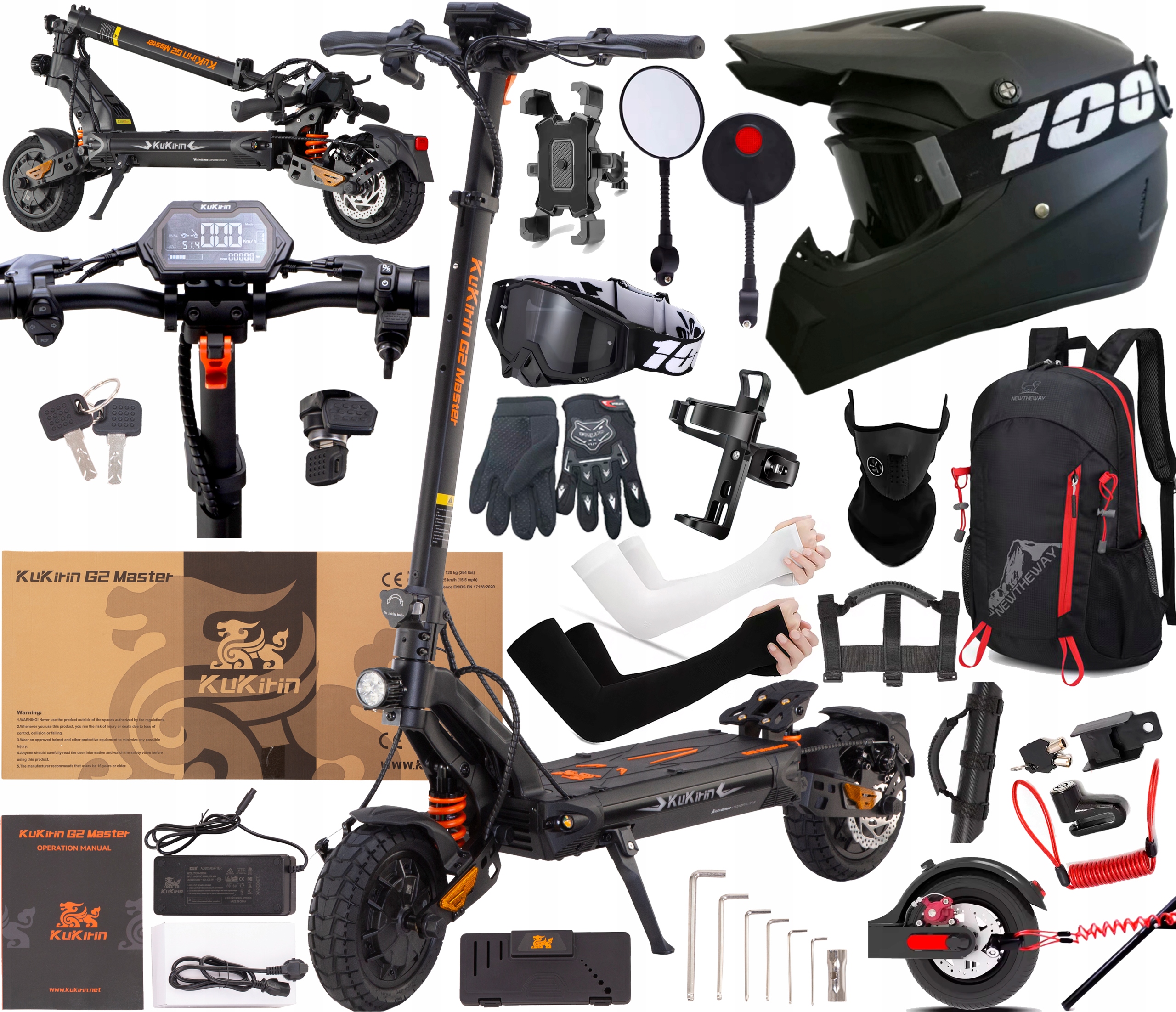 KuKirin G2 Master Elektrické vozidlo 2000W 52V 20,8AH 60KM/H +11 Dárek Pl