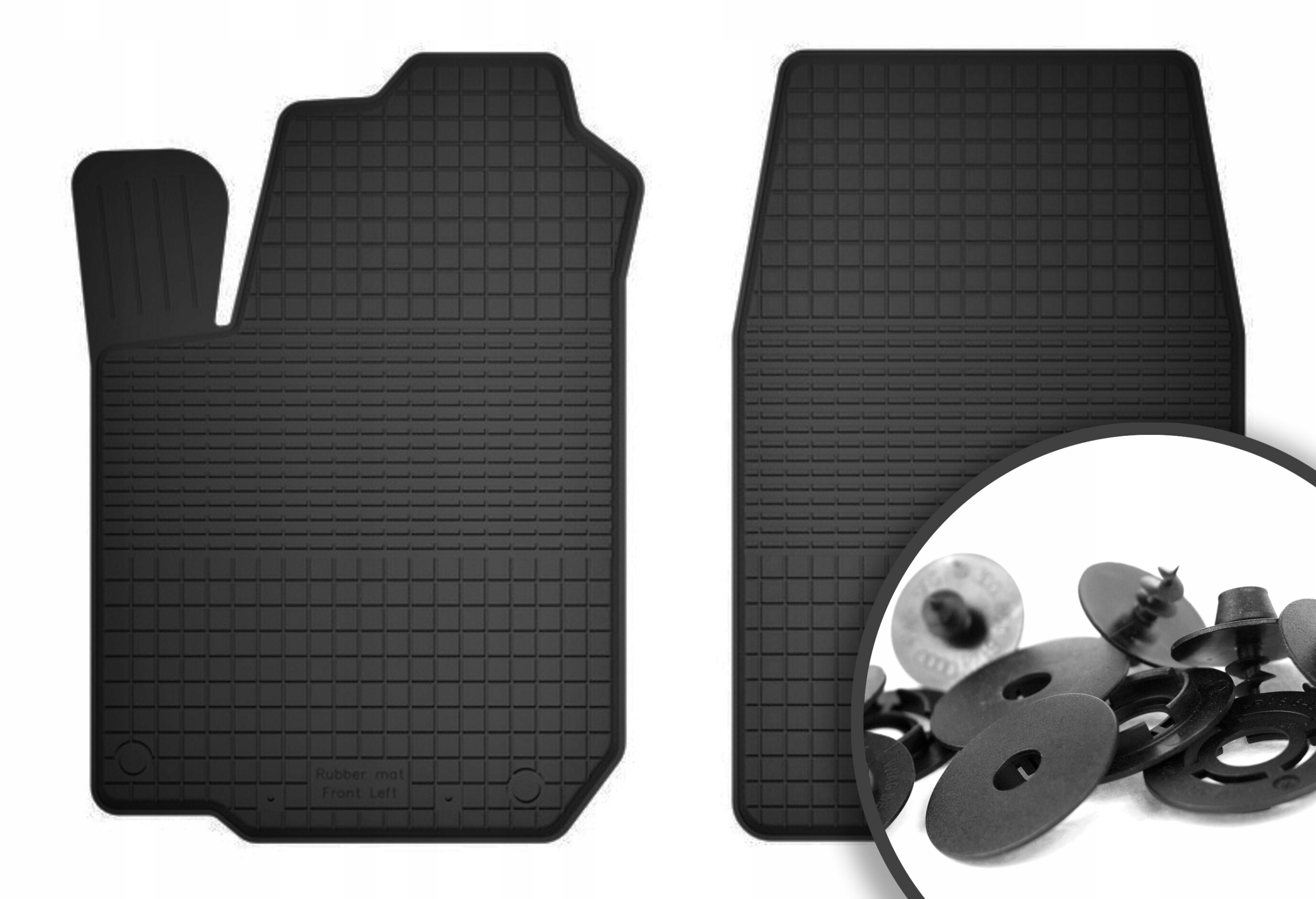 Czarne Dywaniki Samochodowe Gumowe Korytkowe Zestaw rant 2CM Stopery