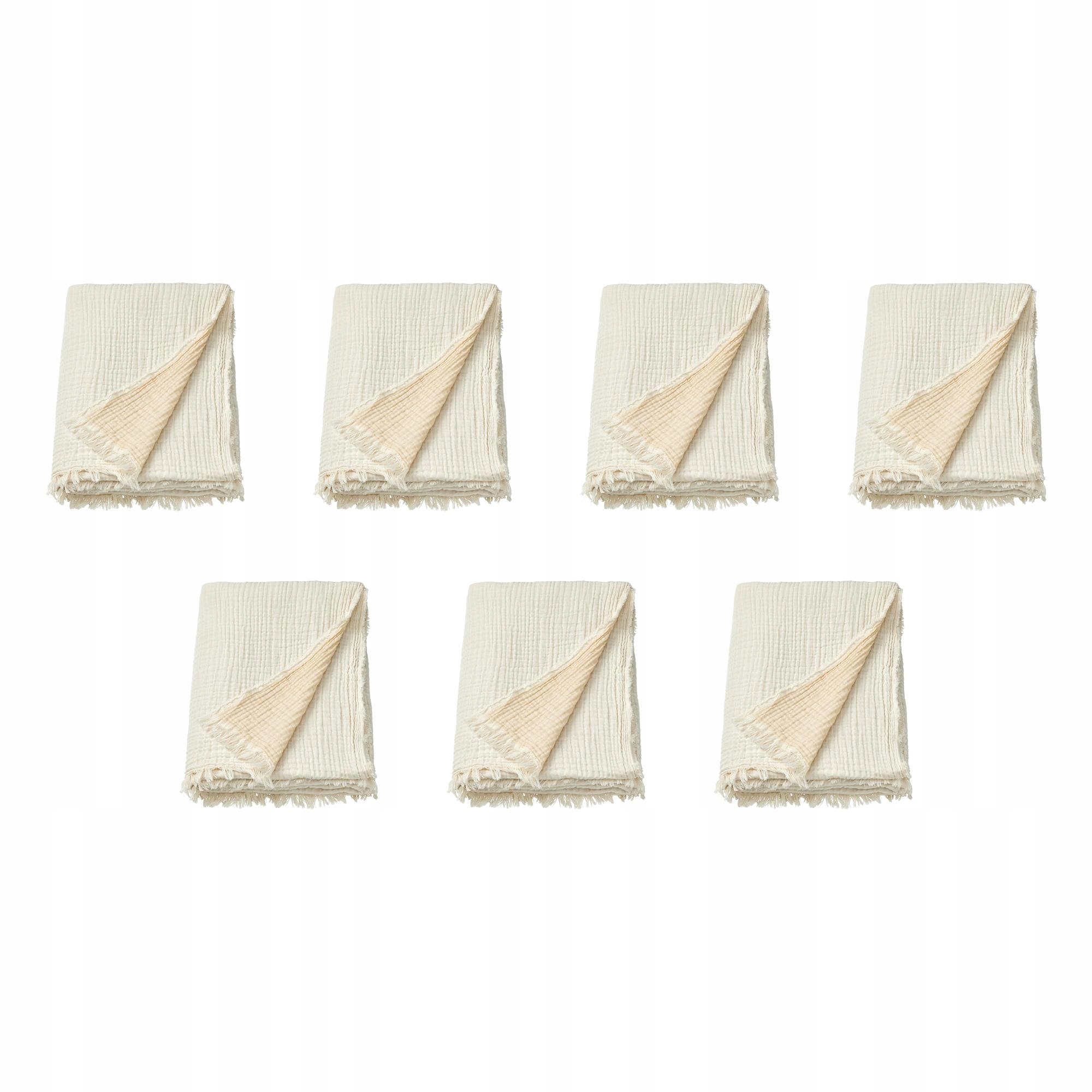 7 ks krémový pléd 150 x 200 cm bavlněný Vallkrassing