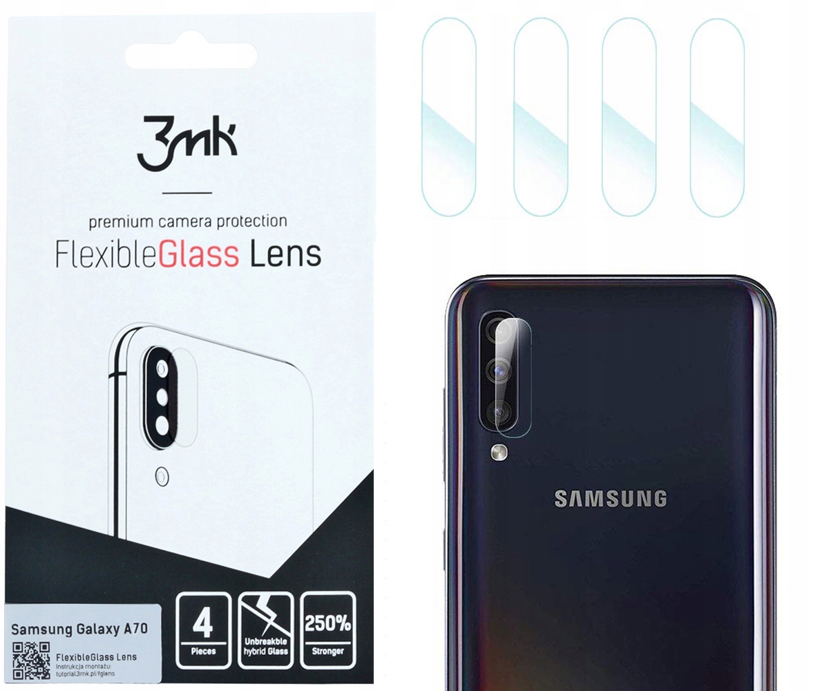 

Szkło hybrydowe 3MK na aparat 4 szt do Galaxy A70