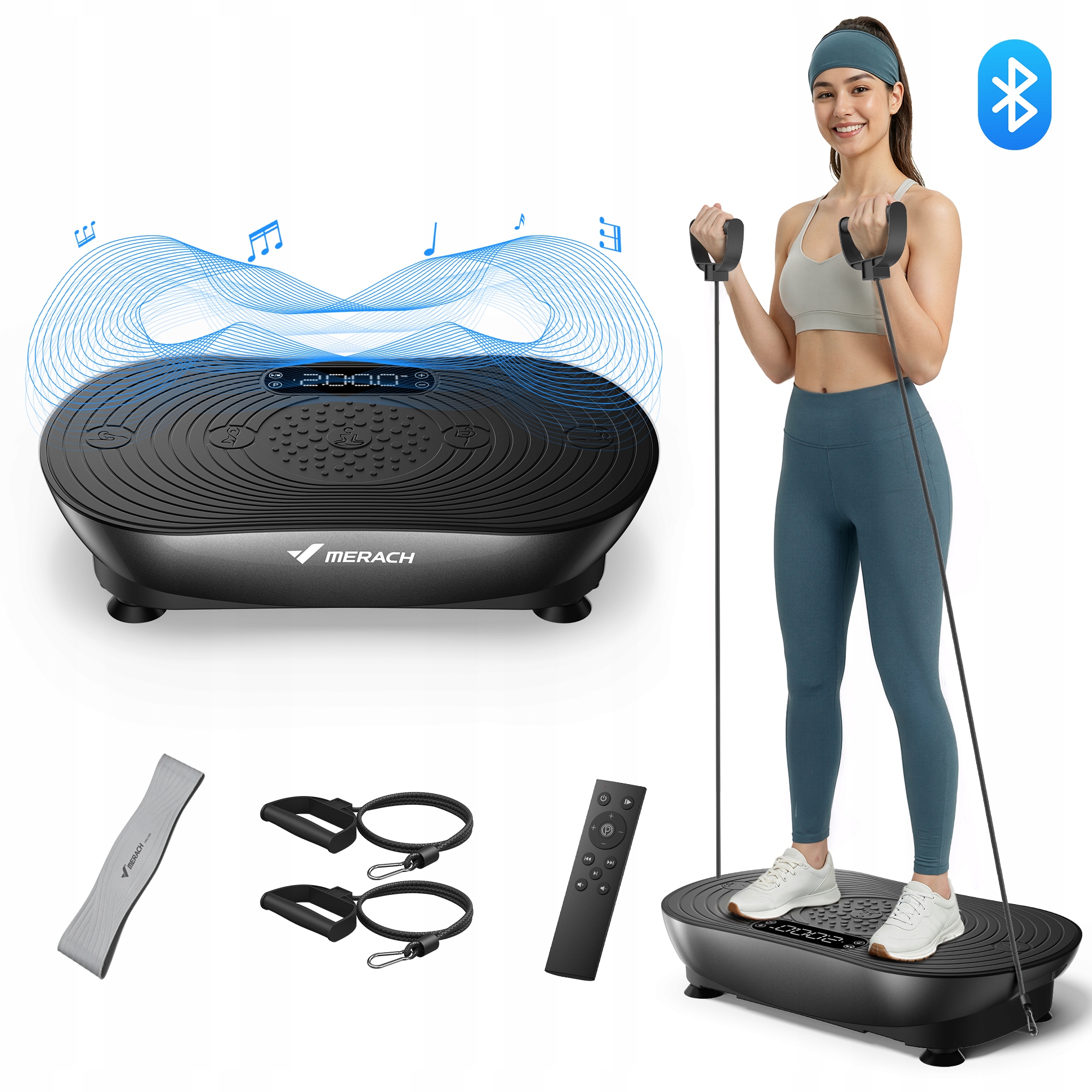 PLATFORMA WIBRACYJNA MERACH 99 PRĘDKOŚCI WYŚWIETLACZ LED 150W TRENING CAŁEGO CIAŁA Z PILOTEM