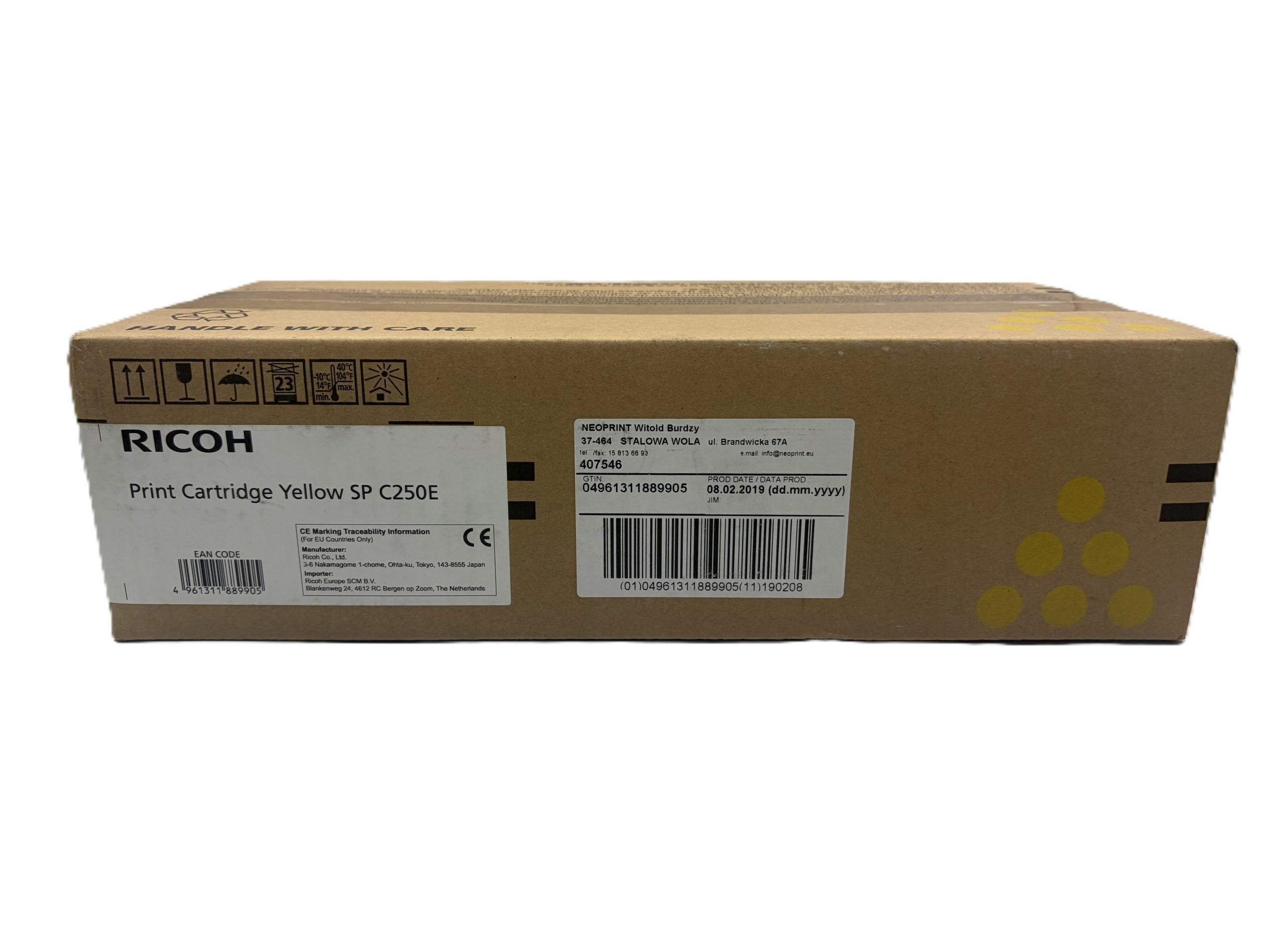 Ricoh 407546 Sp C250E toner žlutý, originál