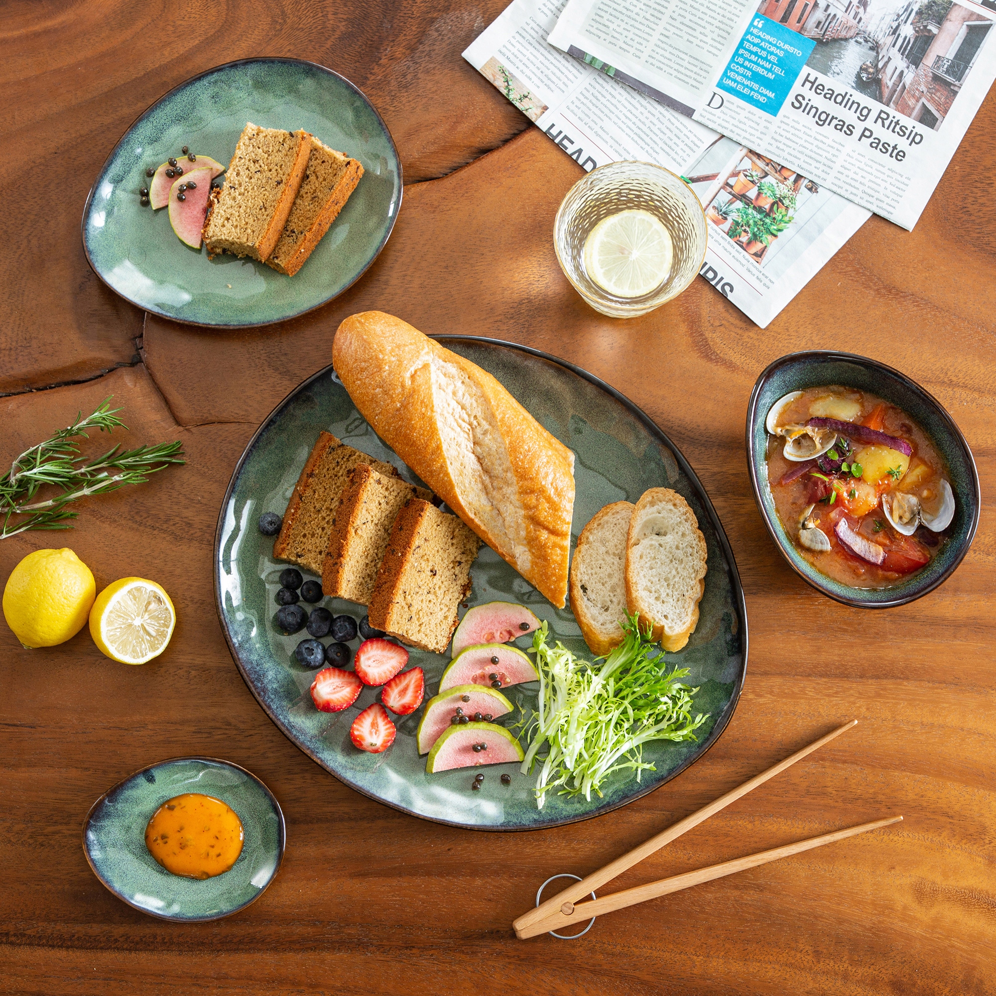 Serwis obiadowy zastawa talerze kamionka prezent Linia STARRY