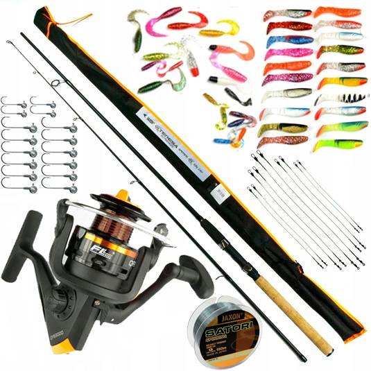 ZESTAW wędkarski SPINNING jaxon WĘDKA 2,7m kołowrotek +58 elementów Z46