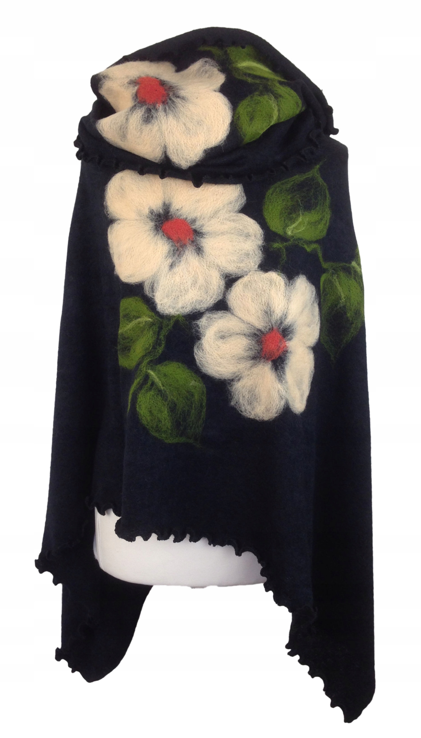 

Ponczo XL komin malowane wełną wzór dzianina 366