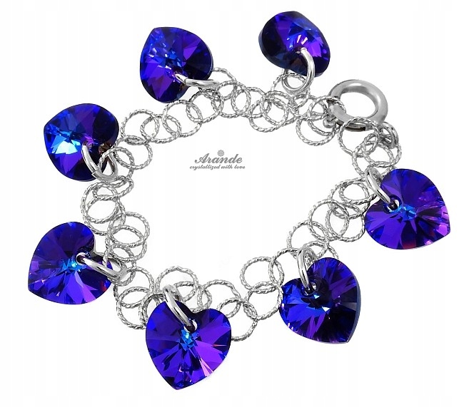 Krystaly Náramek srdce Stříbro Certifikát