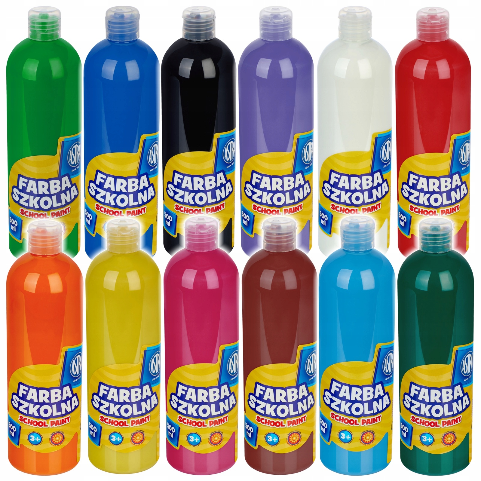 Farby plakatowe Astra 12kol x 500ml Zestaw tempera