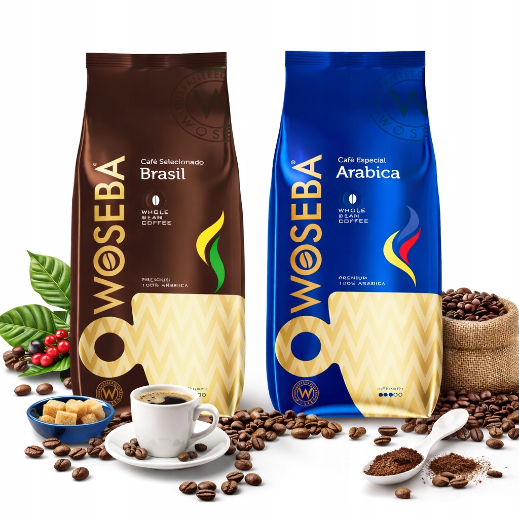 Kawa Ziarnista Woseba Arabica Intensywna i Brasil Aromatyczna 1kg