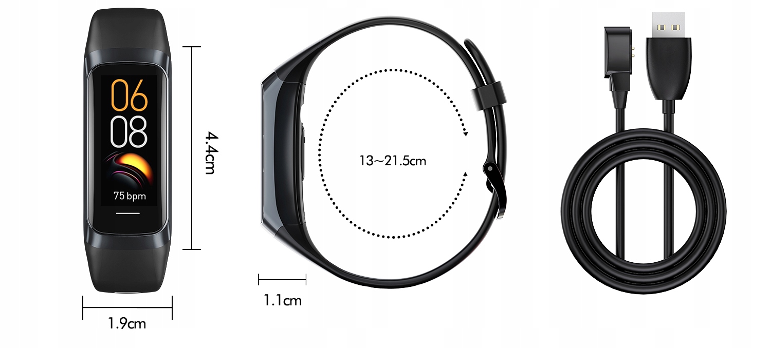 SMARTWATCH AMOLED SMARTBAND PULS SPORT DAMSKI FIT Złącza brak