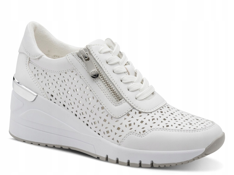 Sneakersy damskie Marco Tozzi 23501 buty na koturnie białe skórzane 38