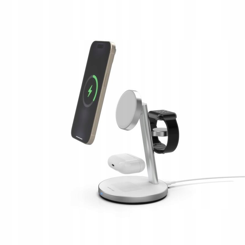 Mobile Origin Qi2 PowertStand 3-in-1 with GaN 35W adapter White/Silver…