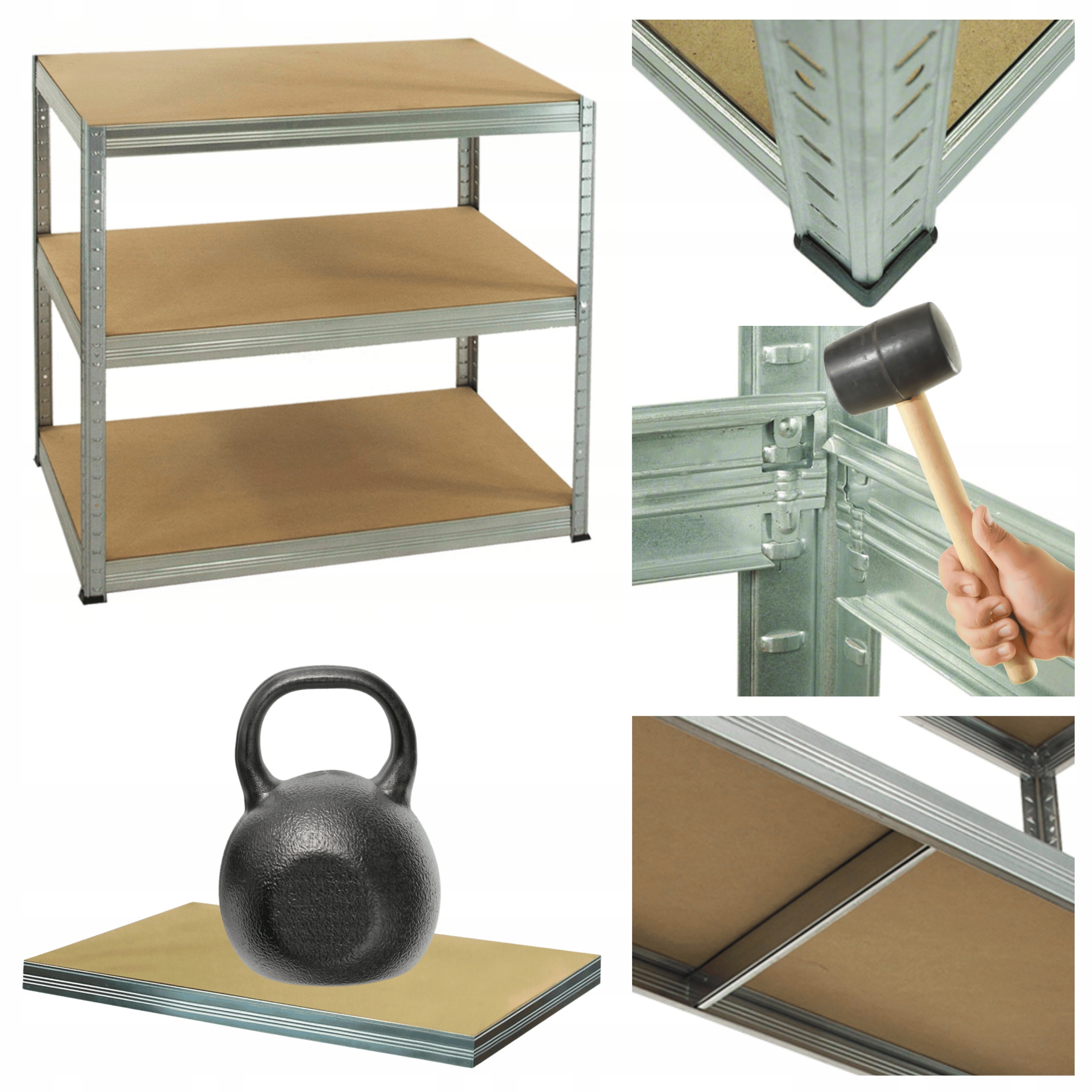 Kovový skladový regál pozinkovaný Helios 90x110x50 cm 3Px175 kg