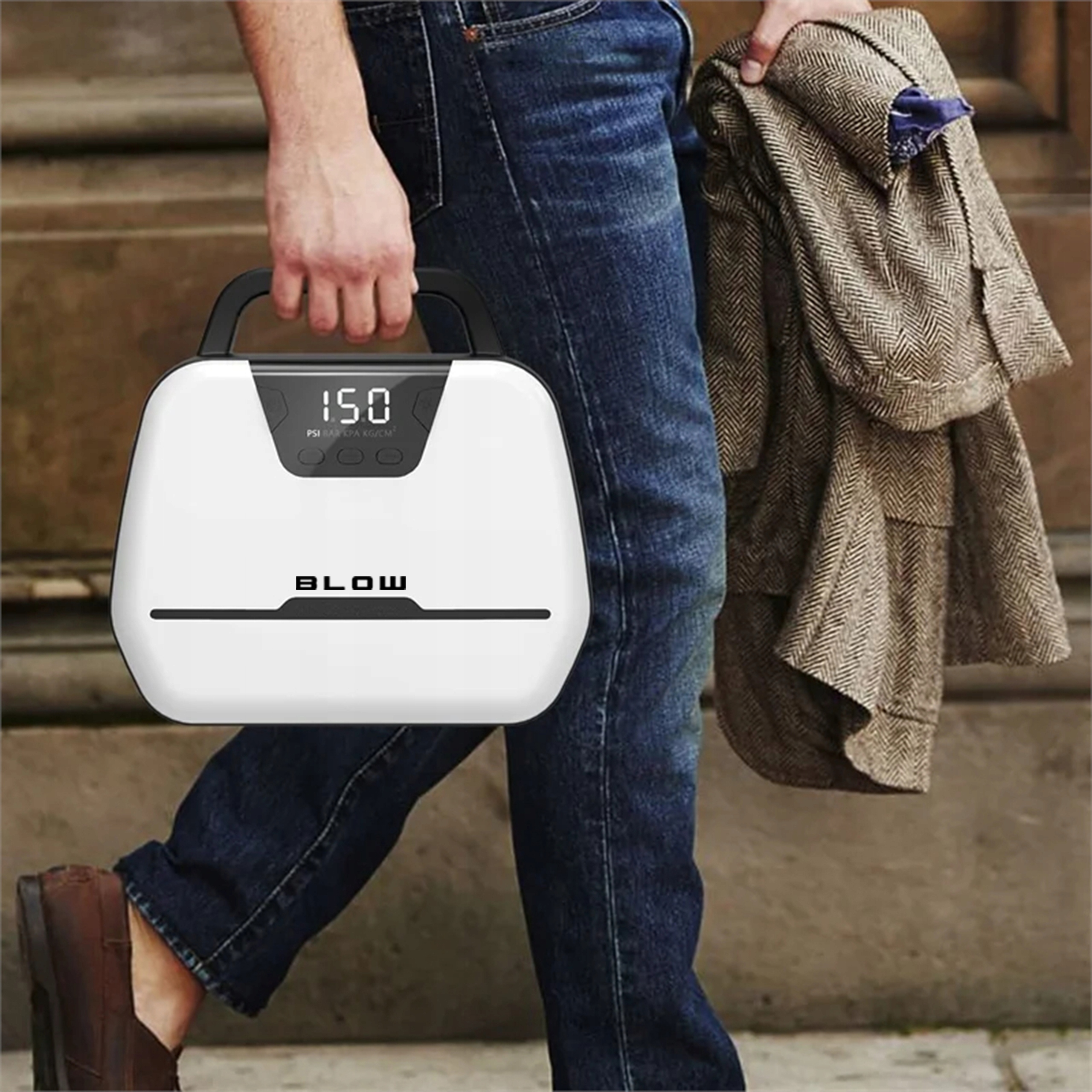 KOMPRESOR SAMOCHODOWY SPRĘŻARKA POMPKA ELEKTRYCZNA ROWEROWA PRZENOŚNA 12V Marka Blow