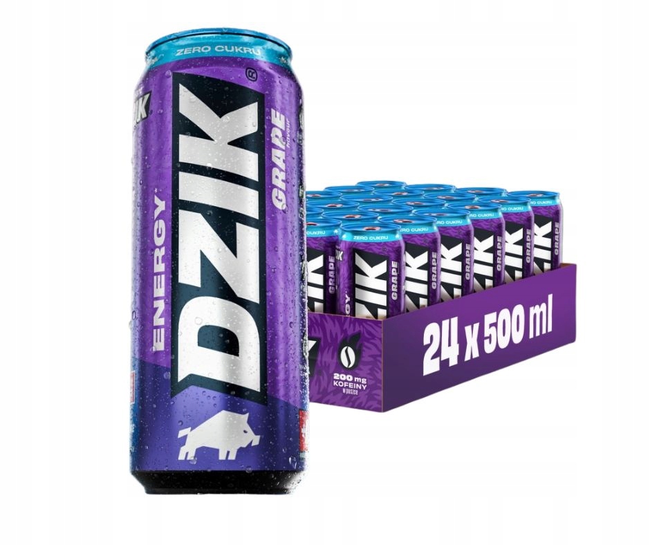 Napój energetyczny Dzik Energy zero kalorii Grape 500ml 24szt Drs