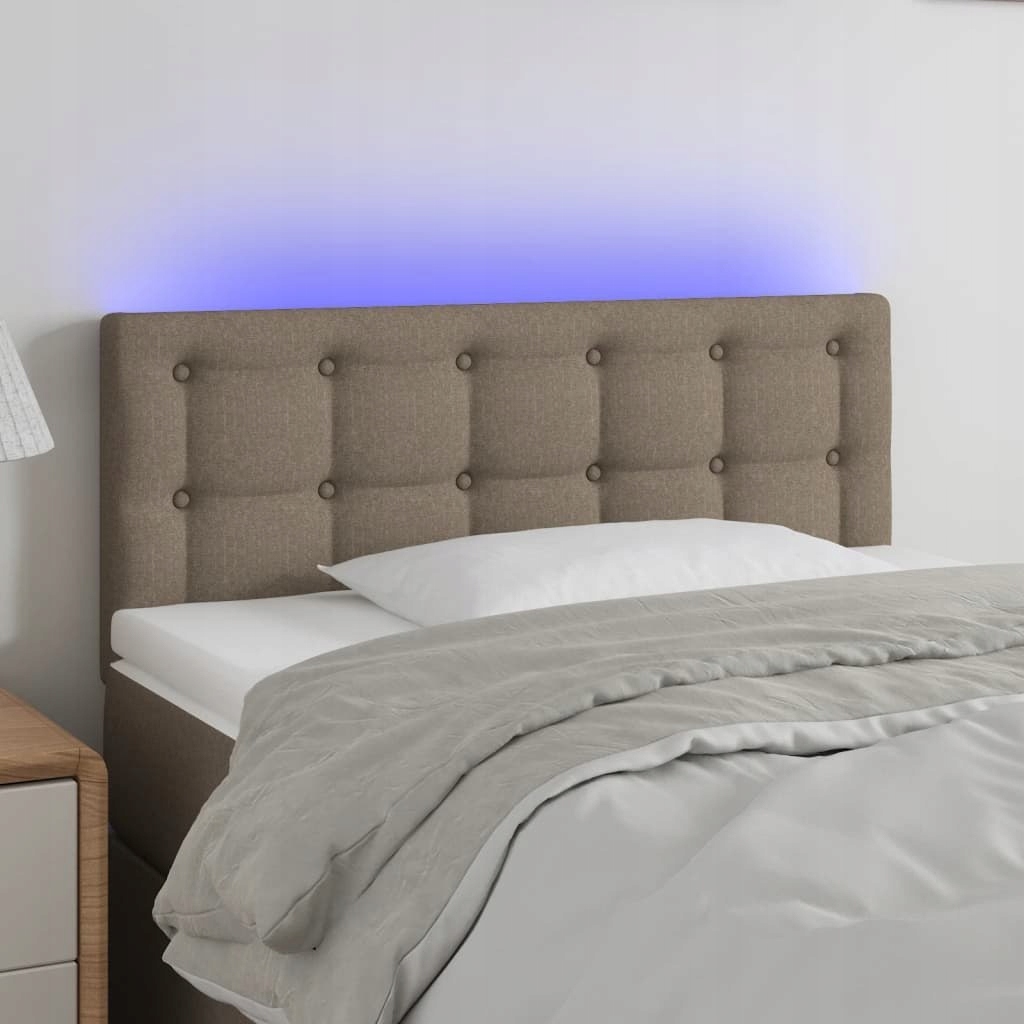 Opěrka hlavy k posteli s Led, taupe, 90x5x78/88 cm, látka