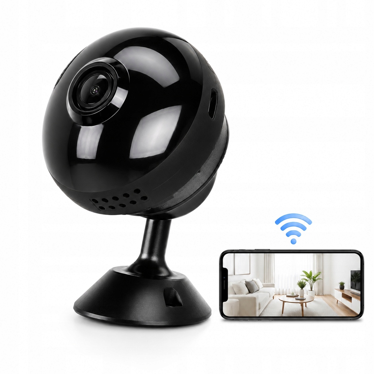Mini špionážní WiFi kamera na baterie s magnetem Náhled telefonu