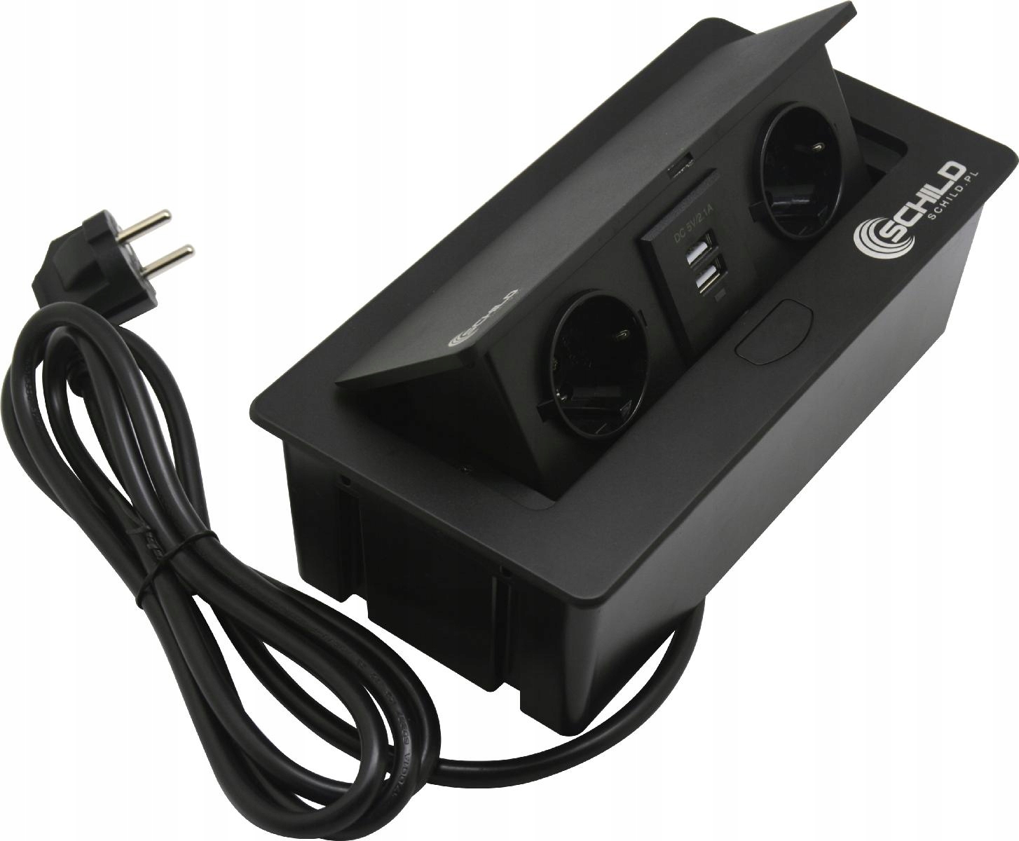 PORZĄDNE Gniazdo nablatowe chowane blatowe 2x USB 2x 230V CYNK+ALUMINIUM Typ gniazda Listwa