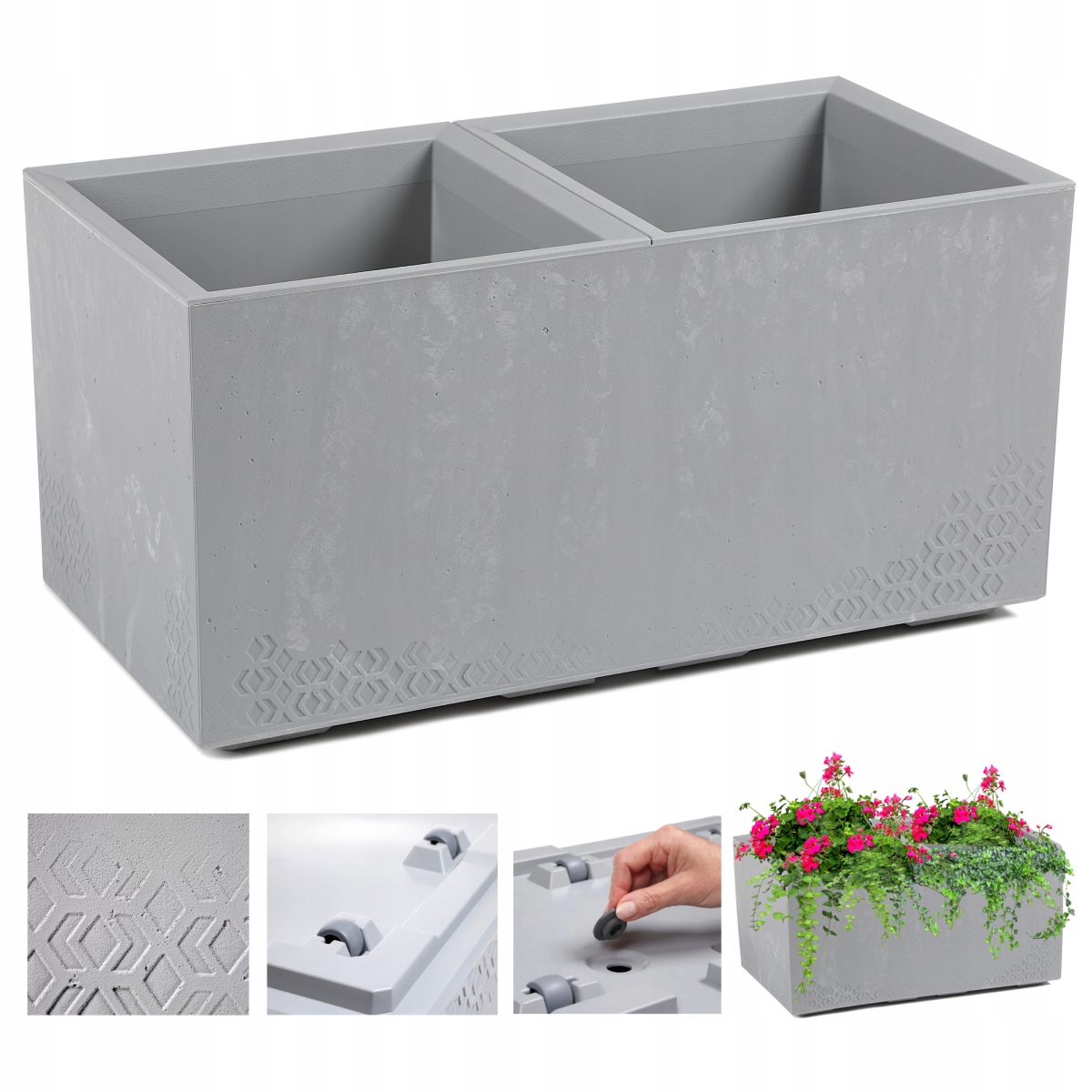 Skrzynia Na Kółkach Karo Eco Recycled Efekt Betonu 80x40 Szary Beton