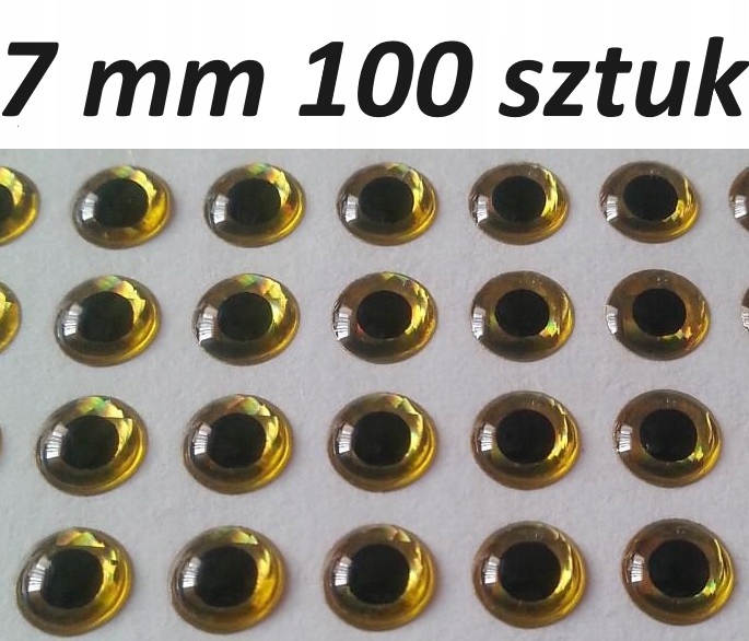 Oczy 3D 7 mm Złote 100 sztuk