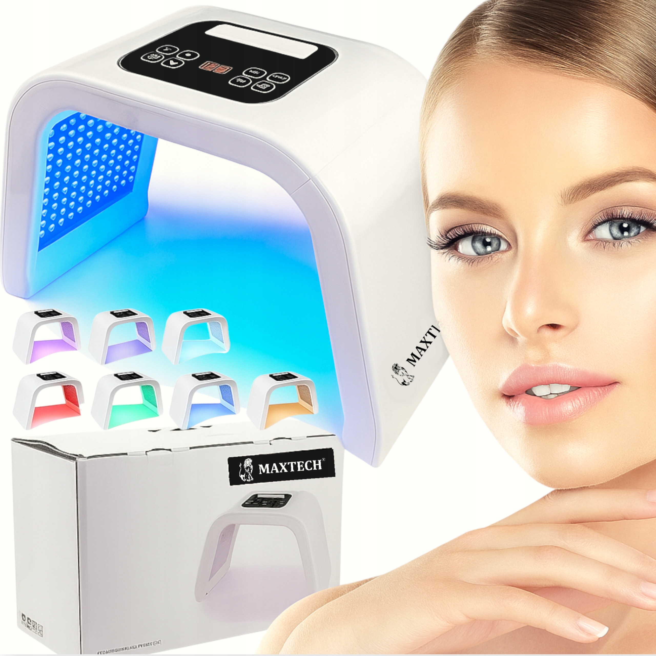 Ledová maska 7-barevná Skládací lampa na obličej s chlazením, fotonové světlo